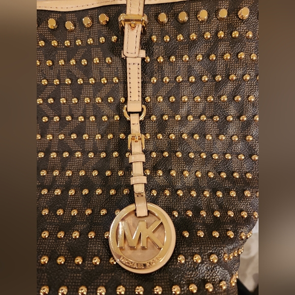 Micheal kors Studded Brown - gold tote - shoulder bag. RARE COLLECTION! Tags on - Picture 4 of 9